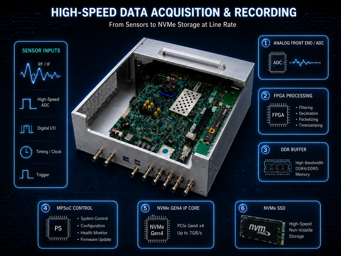 High-Speed Data Acquisition & Recording — From Sensors to NVMe Storage at Line Rate