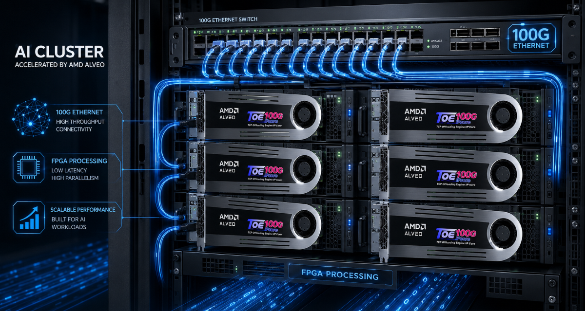 AI Cluster with AMD Alveo and TOE100G-IP over 100G Ethernet